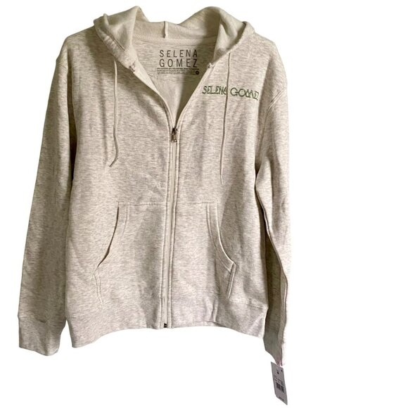 Selena Gomez Women's Zip-Up Hoodie Gray Floral Back Print Medium NEW NWT - Picture 3 of 11